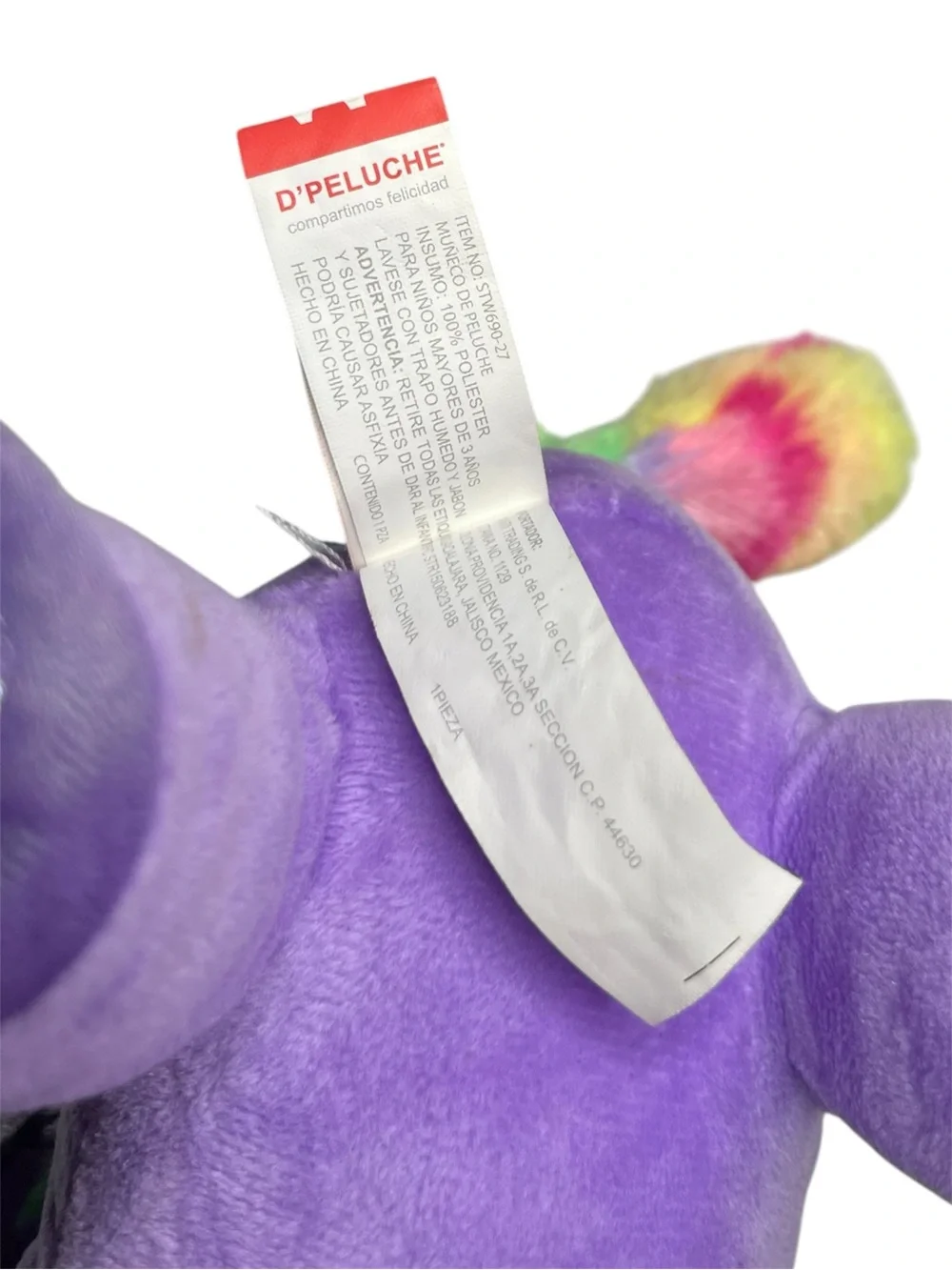 Purple Plush Unicorn Toy with Glitter Accents